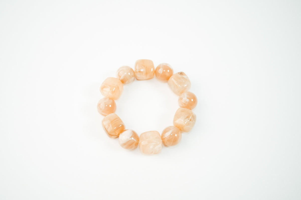 Pulsera de acrílico de cuentas Ajustable crema