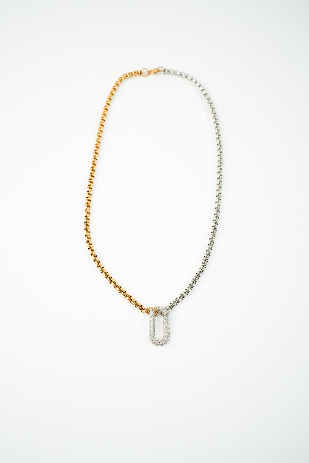Cadena  acero inoxidable WATERPROOF bicolor con dije de zirconia