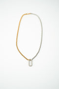 Cadena  acero inoxidable WATERPROOF bicolor con dije de zirconia