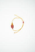 Pulsera tejida de hoja ajustable amarilla con rosado hoja