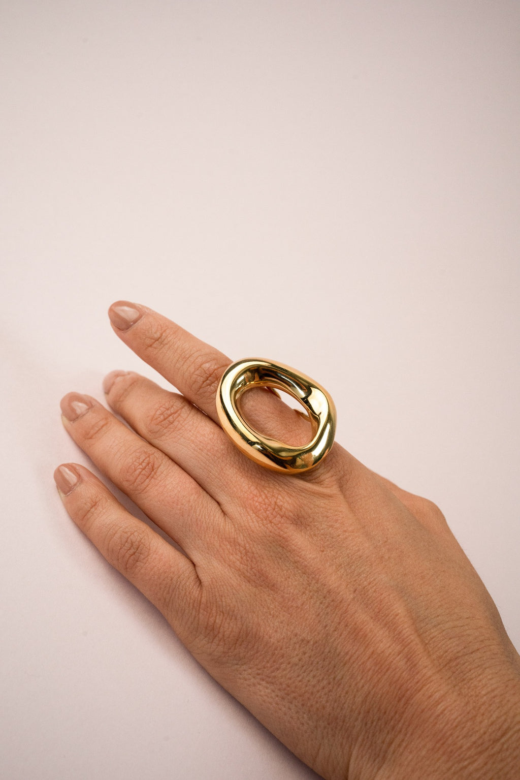 Anillo ajustable acero inoxidable WATERPROOF dorado  silueta circulo irregular