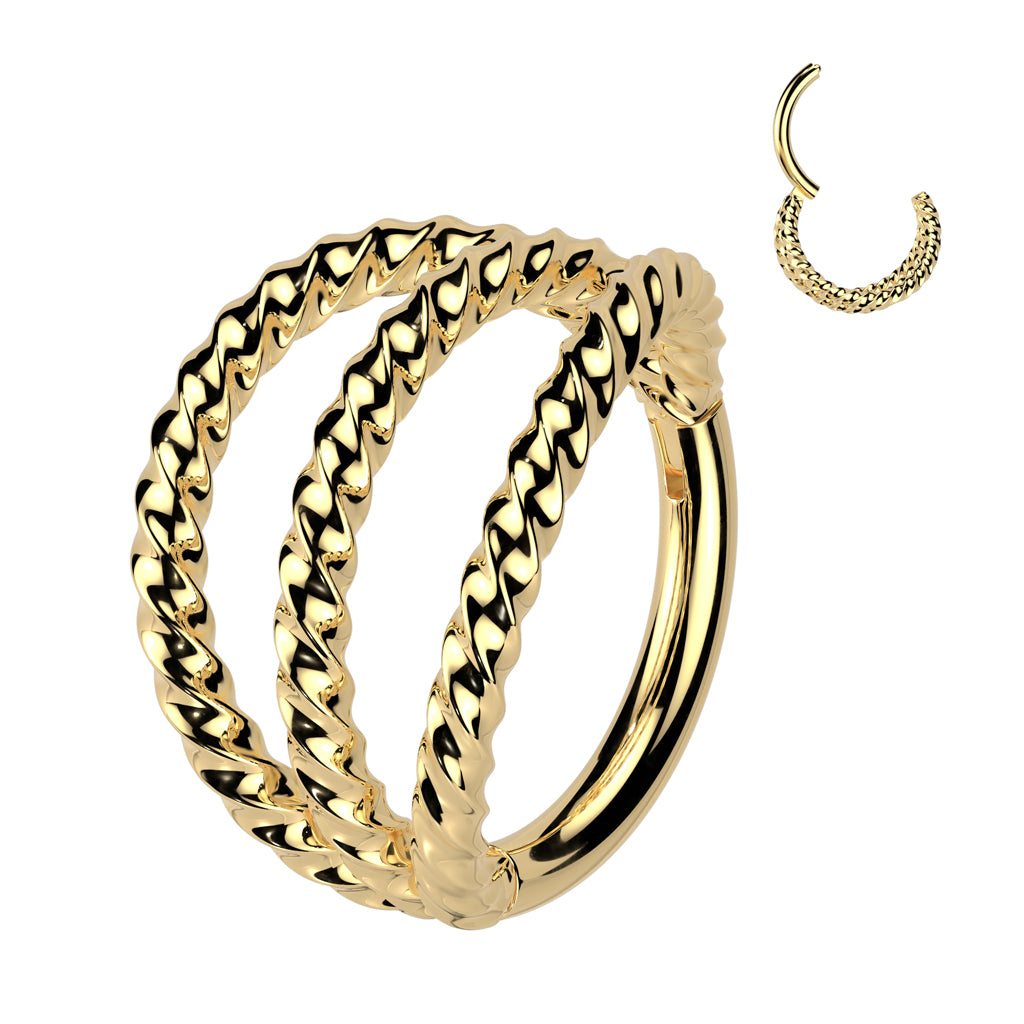 Piercing Aro Plateado Triple Churro 8 mm