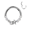 Piercing Daith Plateado con Zirconias y Estrella