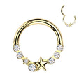 Piercing Daith Dorado con Zirconias y Estrella