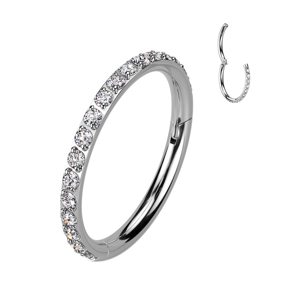 Piercing Aro Plateado con Zirconia 8 mm