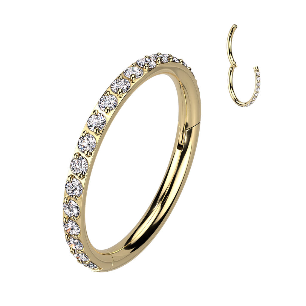 Piercing Aro Dorado con Zirconia 8 mm