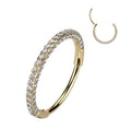 Piercing Titanio Dorado Aro Triple con Zirconias