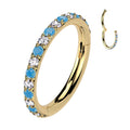 Piercing Titanio Dorado con Zirconias y Turquesas