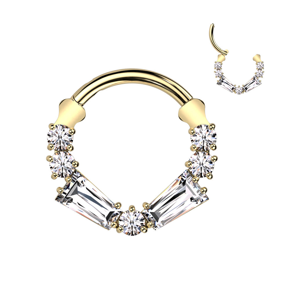 Piercing Daith Titanio Dorado con Zirconias