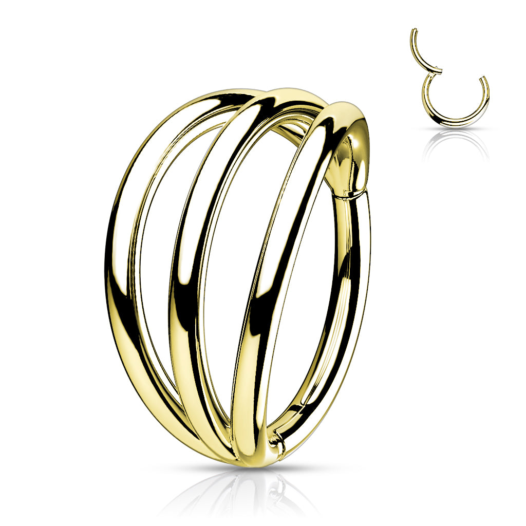 Piercing Titanio Dorado Aro Triple Liso